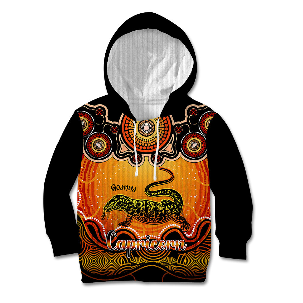 personalised-australia-capricorn-goanna-zodiac-kid-hoodie-auz-astrology-aboriginal-red