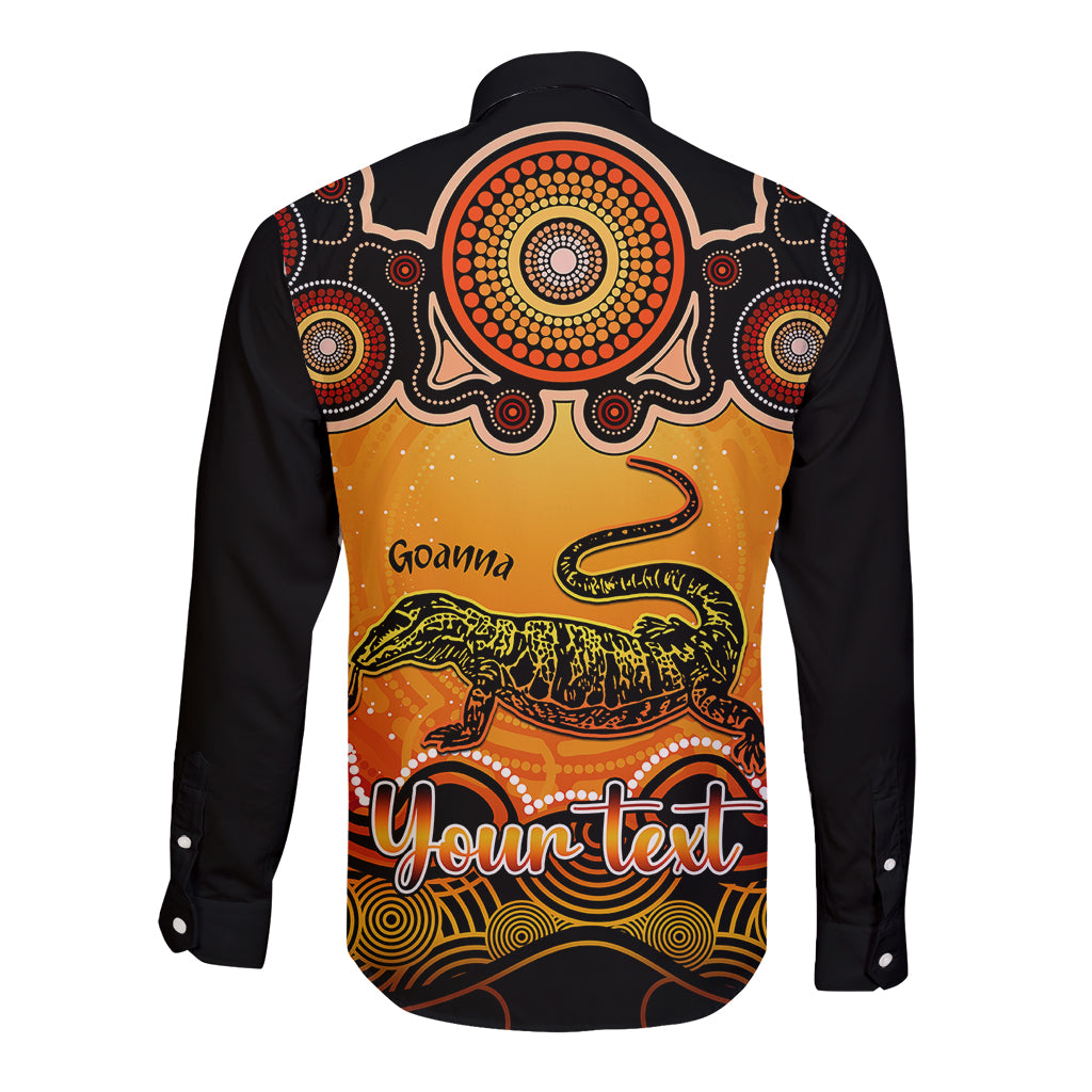 personalised-australia-capricorn-goanna-zodiac-long-sleeve-button-shirt-auz-astrology-aboriginal-red