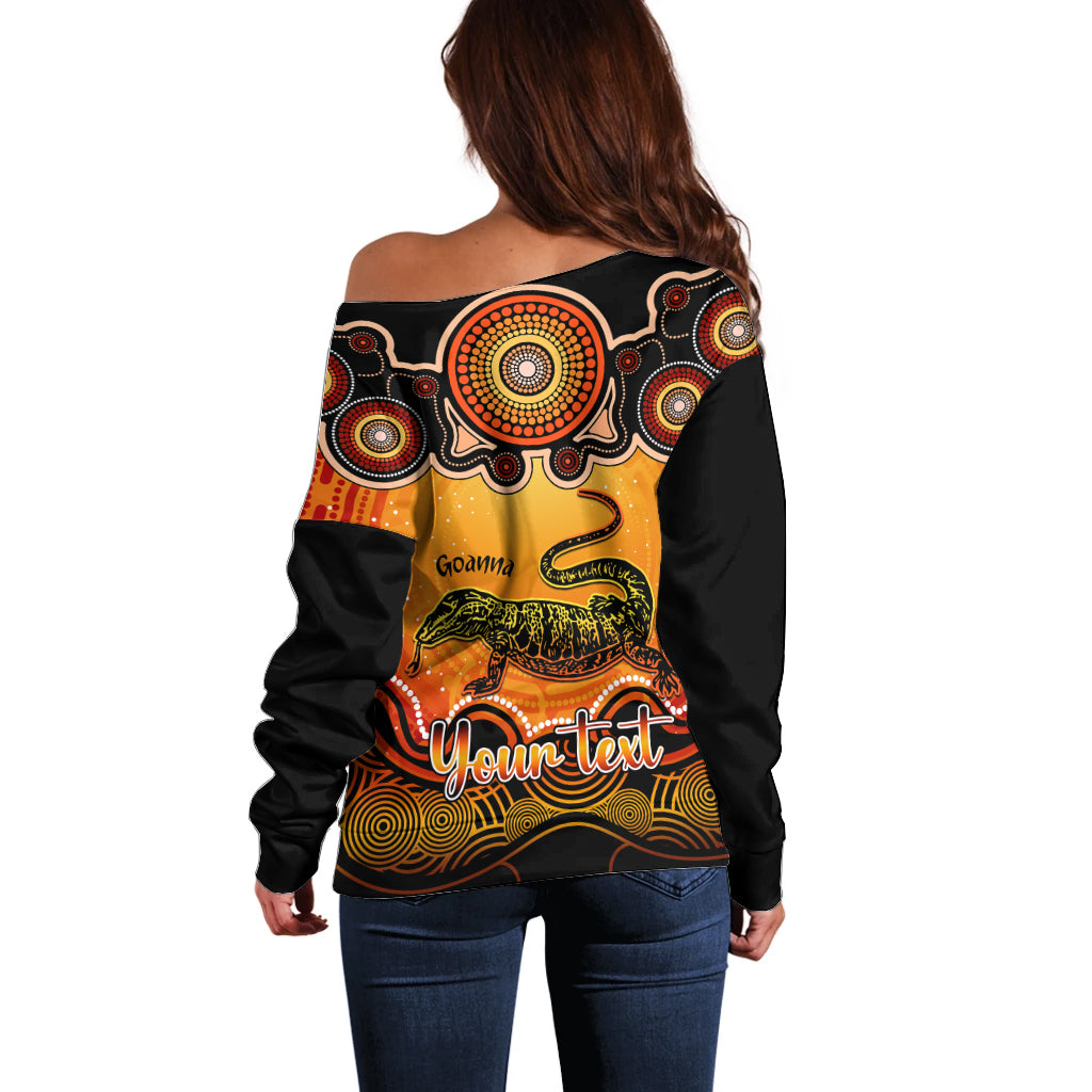 personalised-australia-capricorn-goanna-zodiac-off-shoulder-sweater-auz-astrology-aboriginal-red