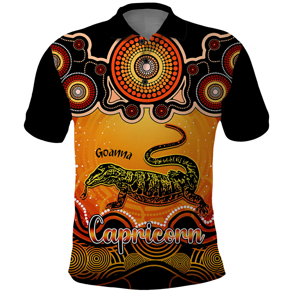 personalised-australia-capricorn-goanna-zodiac-polo-shirt-auz-astrology-aboriginal-red