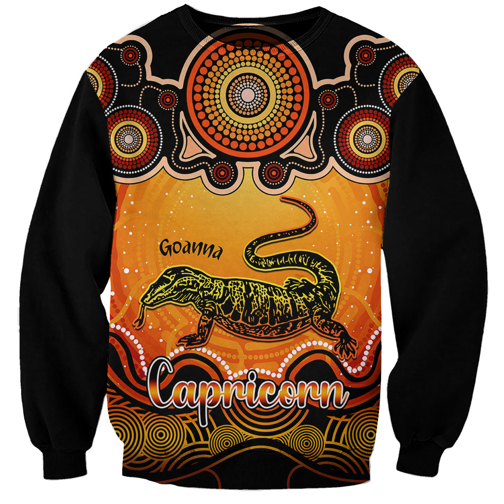 personalised-australia-capricorn-goanna-zodiac-sweatshirt-auz-astrology-aboriginal-red