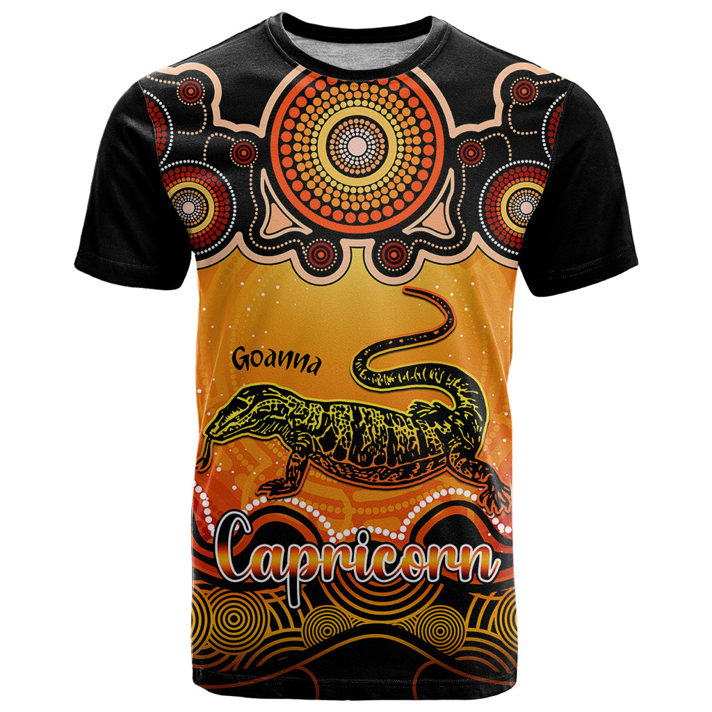 personalised-australia-capricorn-goanna-zodiac-t-shirt-auz-astrology-aboriginal-red