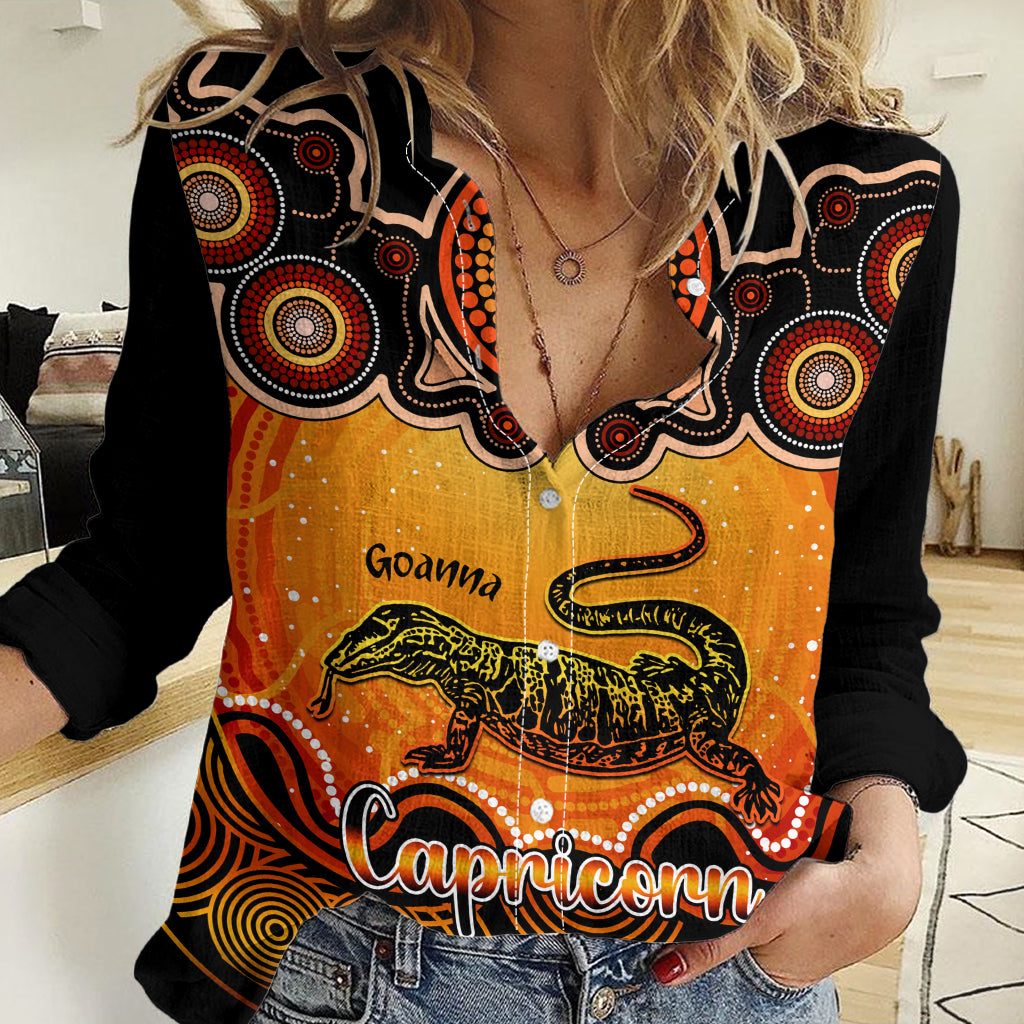 Personalised Australia Capricorn Goanna Zodiac Women Casual Shirt Auz Astrology Aboriginal - Red LT9