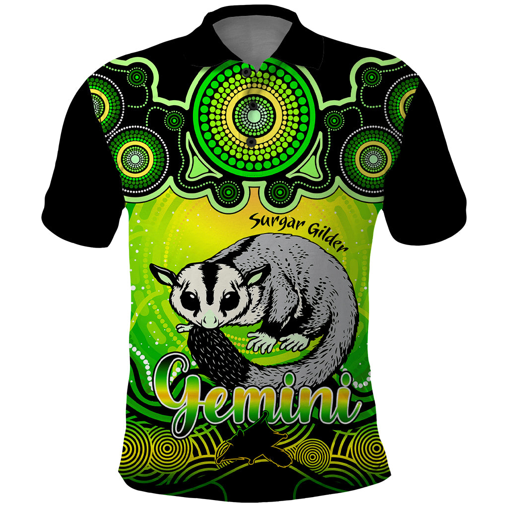 personalised-australia-gemini-sugar-gilder-zodiac-polo-shirt-auz-astrology-aboriginal-green