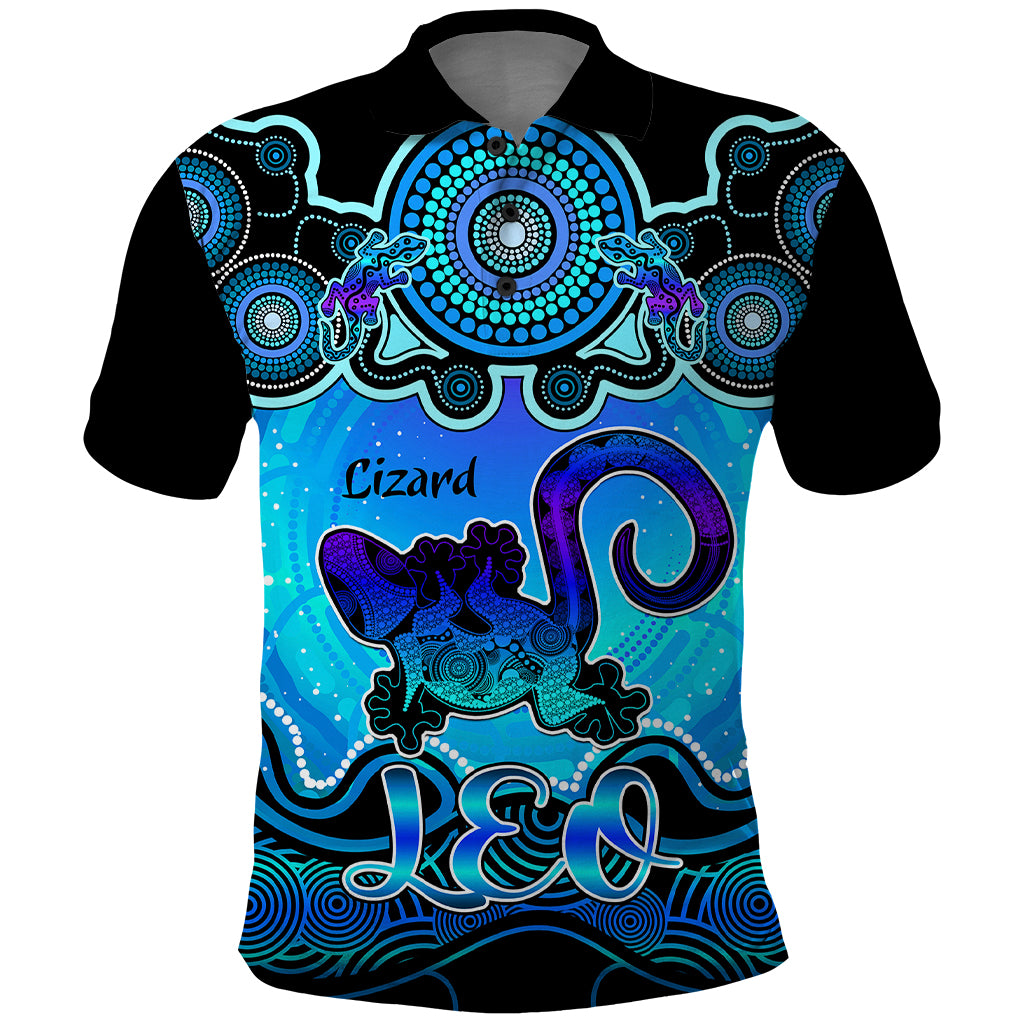 personalised-australia-leo-lizard-zodiac-polo-shirt-auz-astrology-aboriginal-aqua