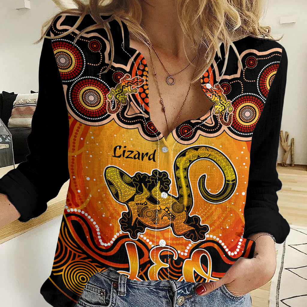 Personalised Australia Leo Lizard Zodiac Women Casual Shirt Auz Astrology Aboriginal - Red LT9