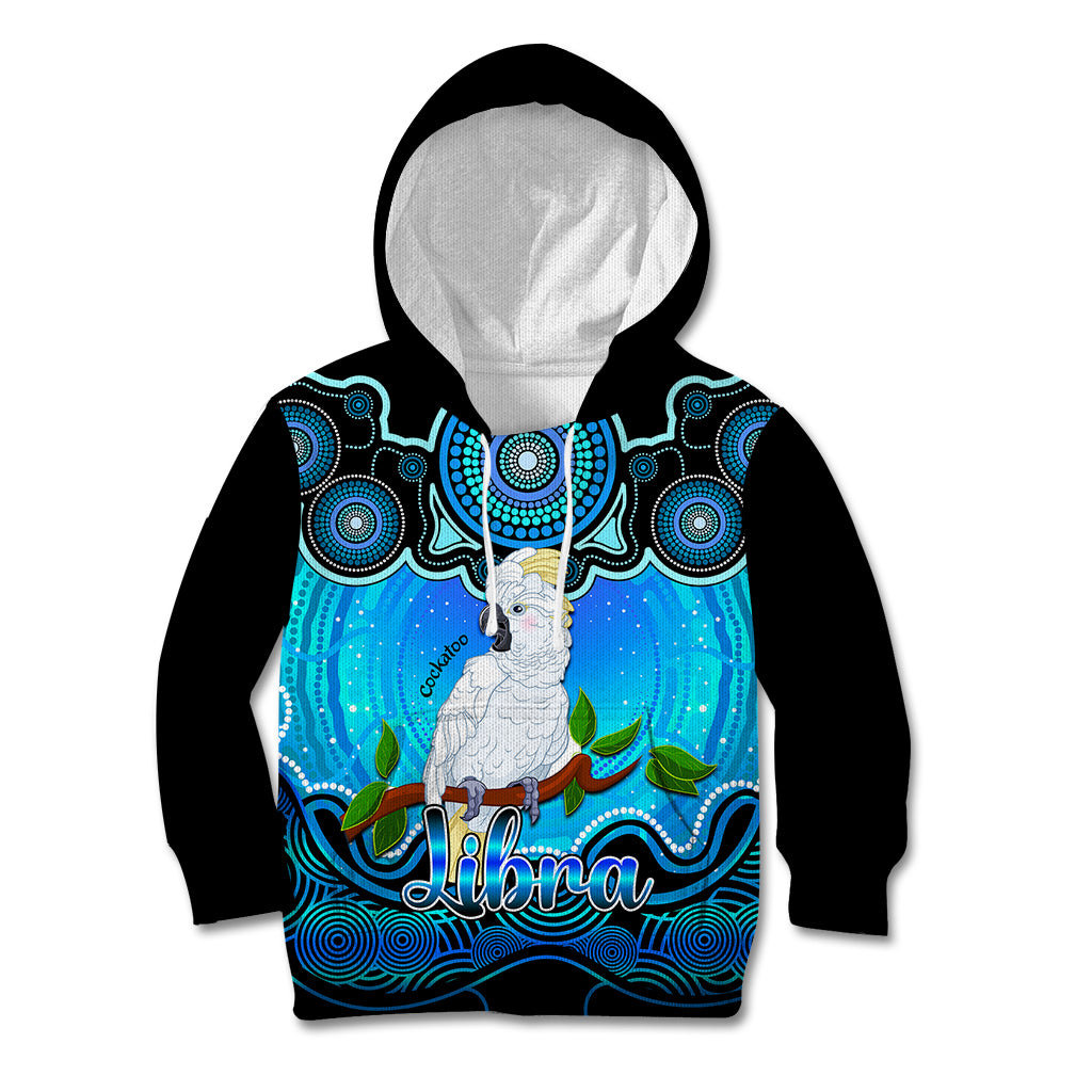 personalised-australia-libra-cockatoo-zodiac-kid-hoodie-auz-astrology-aboriginal-aqua