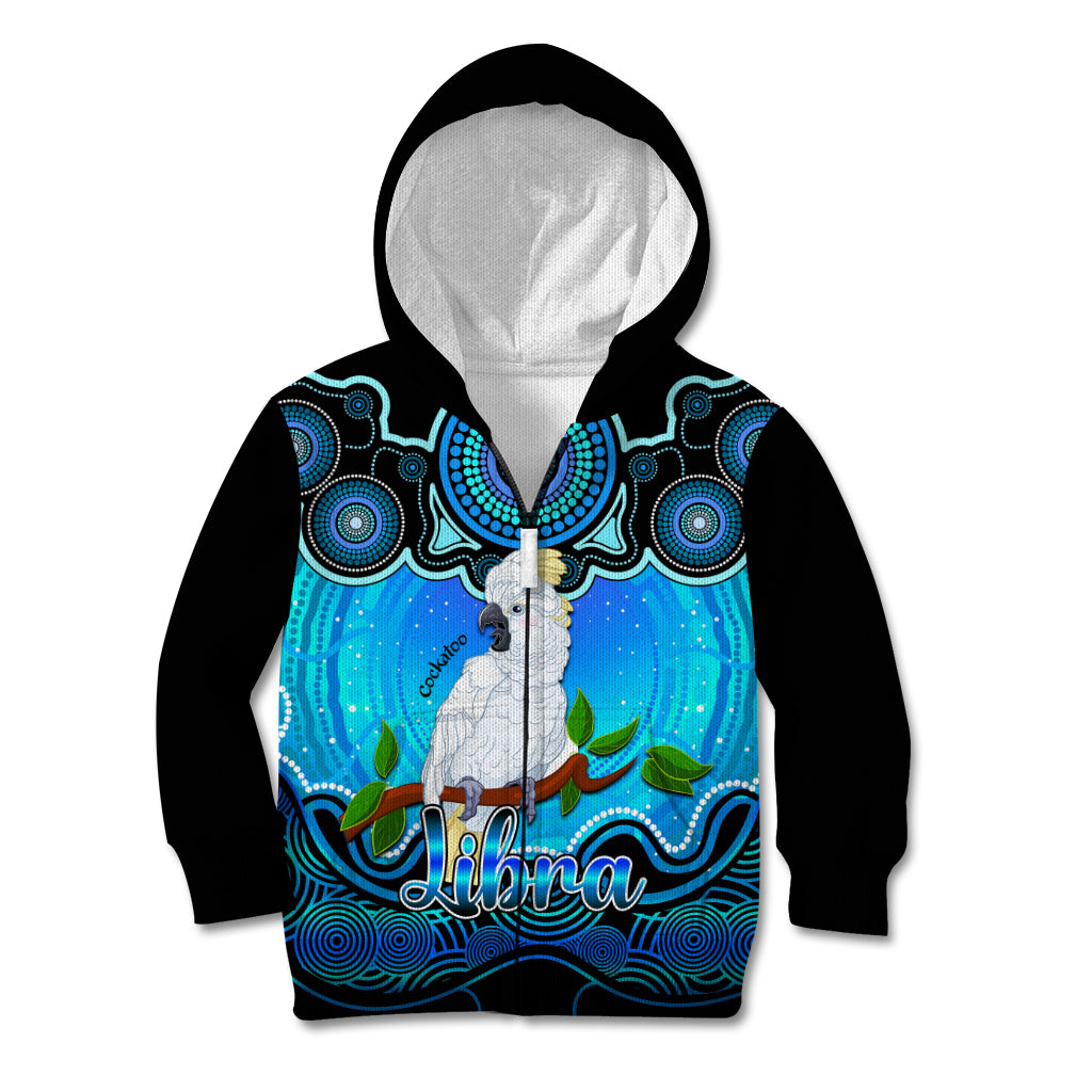 personalised-australia-libra-cockatoo-zodiac-kid-hoodie-auz-astrology-aboriginal-aqua