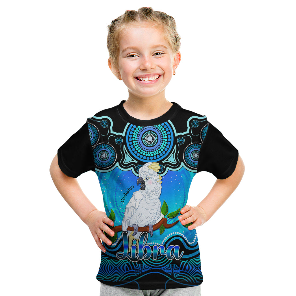 personalised-australia-libra-cockatoo-zodiac-kid-t-shirt-auz-astrology-aboriginal-aqua