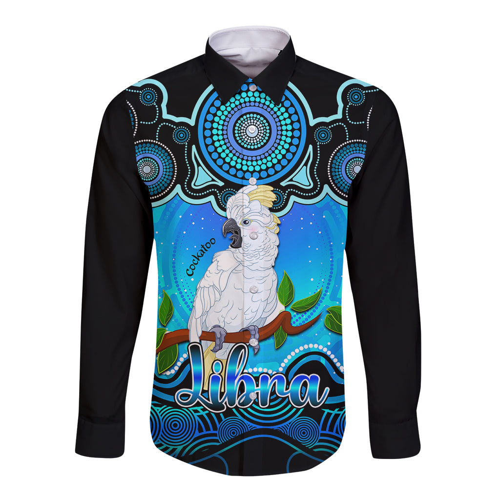 personalised-australia-libra-cockatoo-zodiac-long-sleeve-button-shirt-auz-astrology-aboriginal-aqua