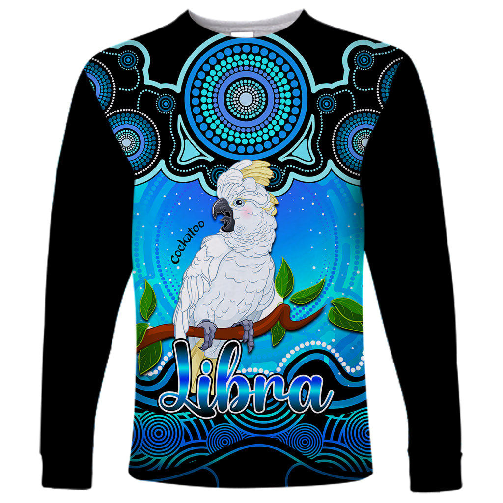 personalised-australia-libra-cockatoo-zodiac-long-sleeve-shirt-auz-astrology-aboriginal-aqua