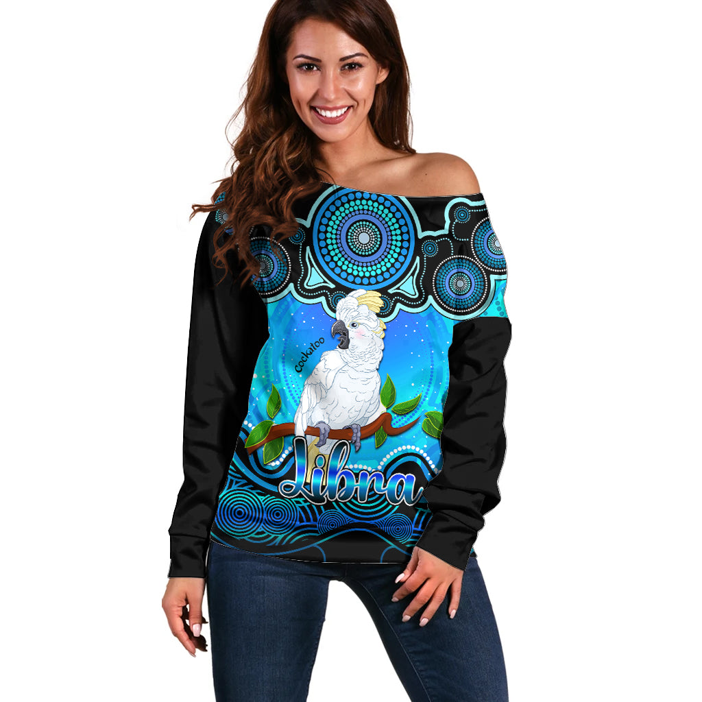 personalised-australia-libra-cockatoo-zodiac-off-shoulder-sweater-auz-astrology-aboriginal-aqua