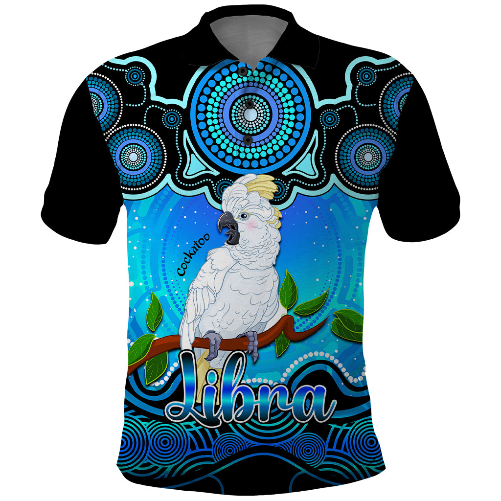 personalised-australia-libra-cockatoo-zodiac-polo-shirt-auz-astrology-aboriginal-aqua