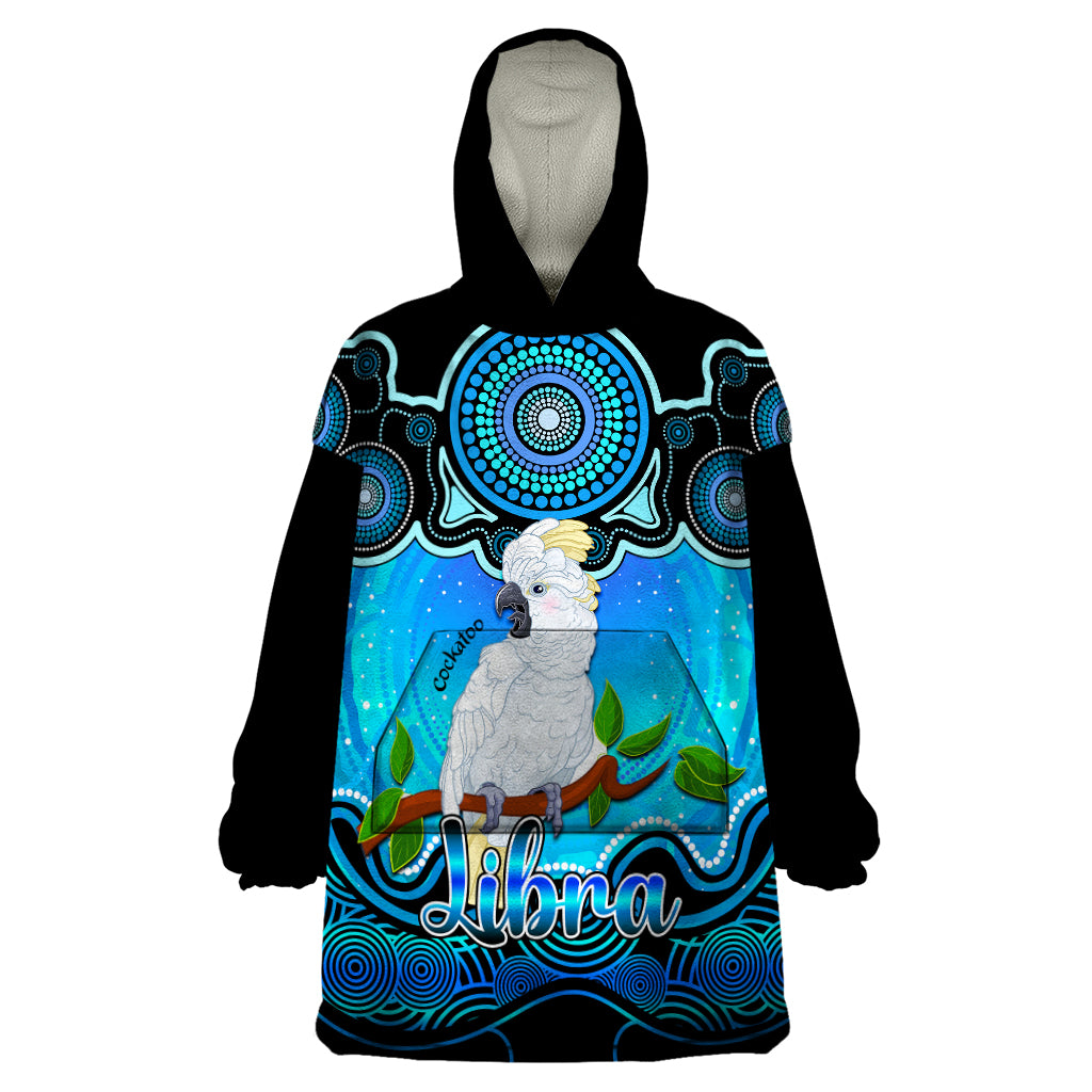 personalised-australia-libra-cockatoo-zodiac-wearable-blanket-hoodie-auz-astrology-aboriginal-aqua