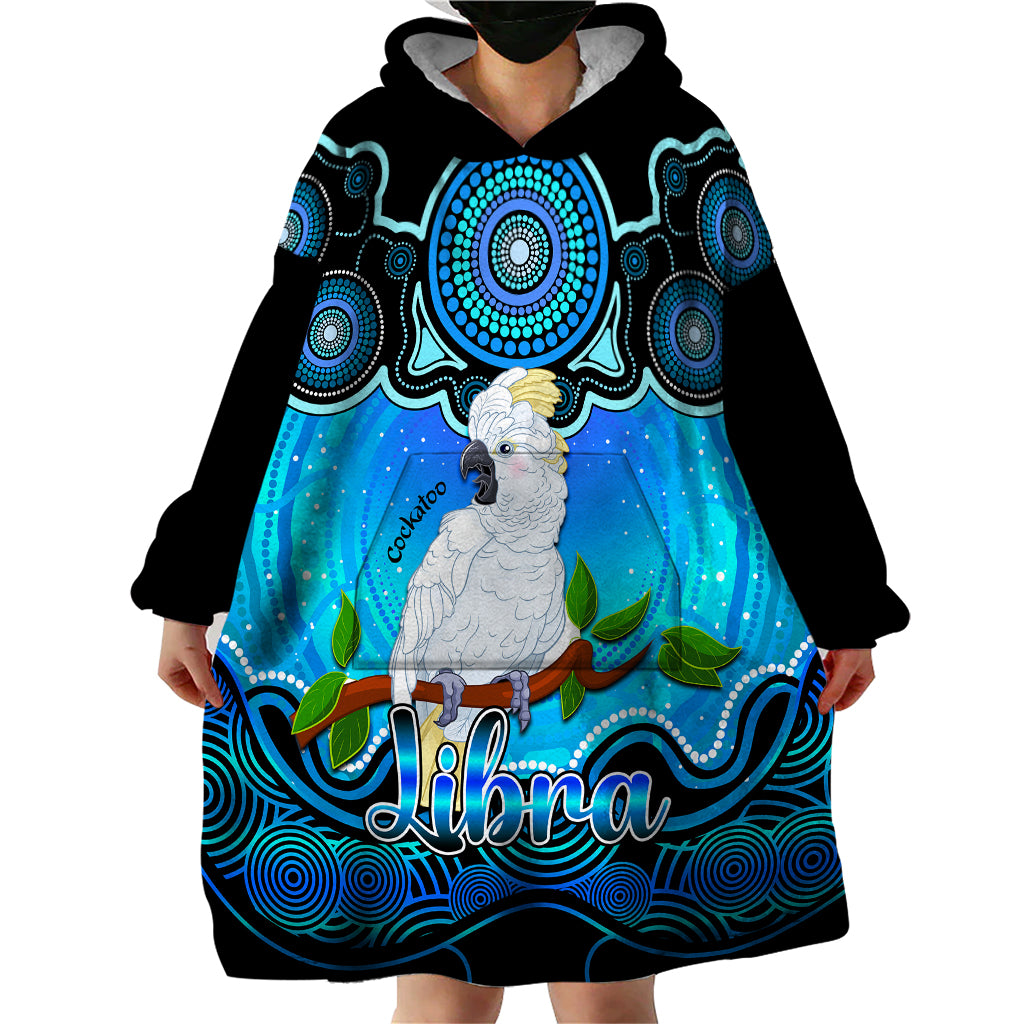 personalised-australia-libra-cockatoo-zodiac-wearable-blanket-hoodie-auz-astrology-aboriginal-aqua