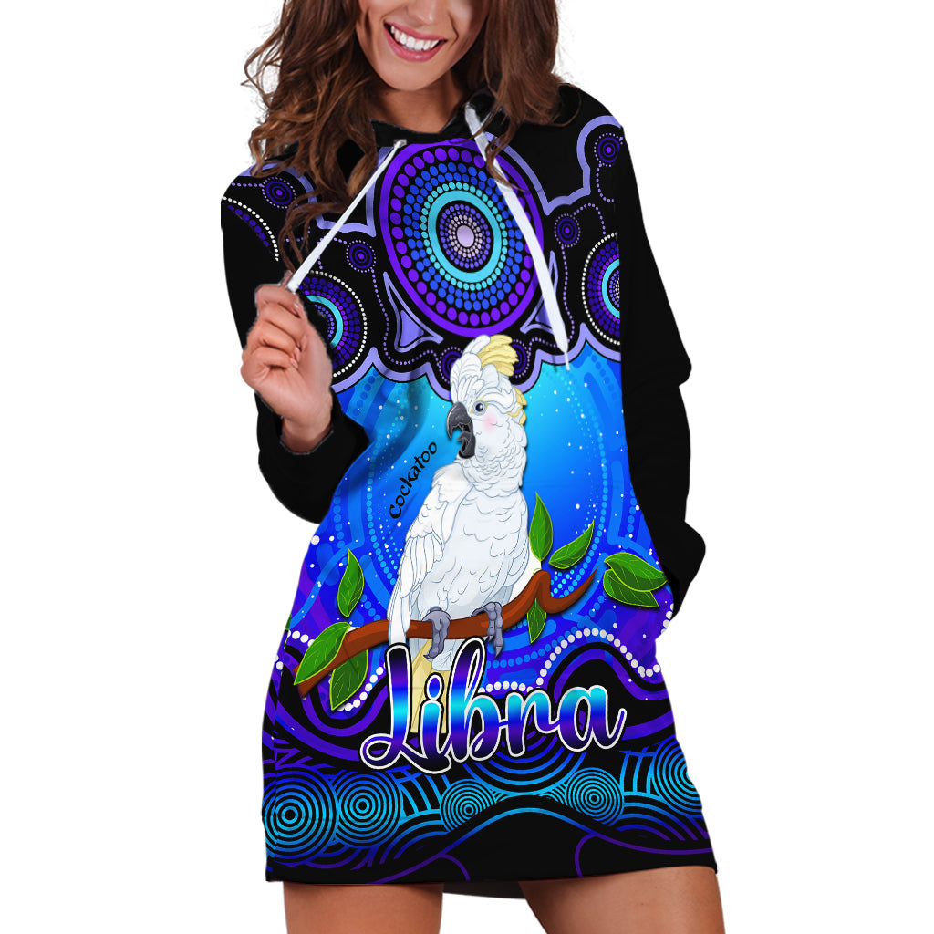 personalised-australia-libra-cockatoo-zodiac-hoodie-dress-auz-astrology-aboriginal-blue