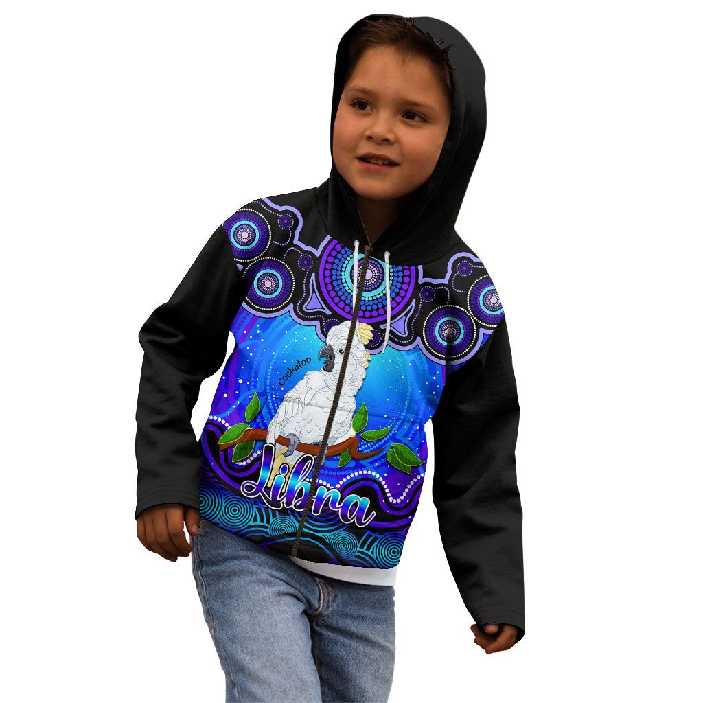 personalised-australia-libra-cockatoo-zodiac-kid-hoodie-auz-astrology-aboriginal-blue