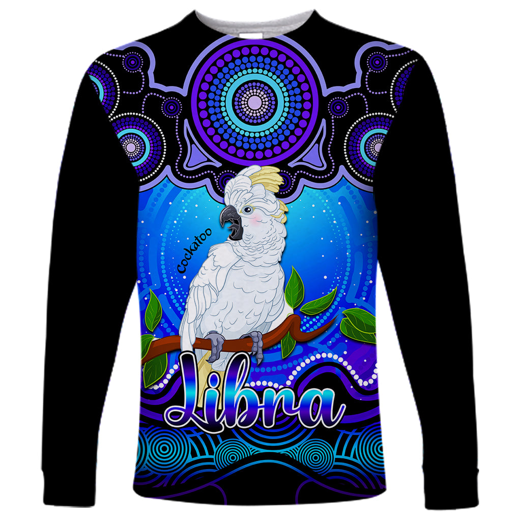 personalised-australia-libra-cockatoo-zodiac-long-sleeve-shirt-auz-astrology-aboriginal-blue