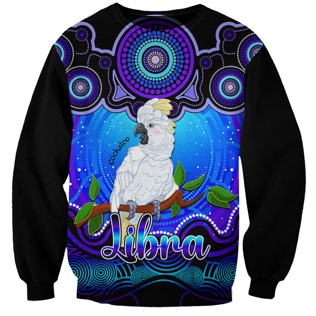 personalised-australia-libra-cockatoo-zodiac-sweatshirt-auz-astrology-aboriginal-blue