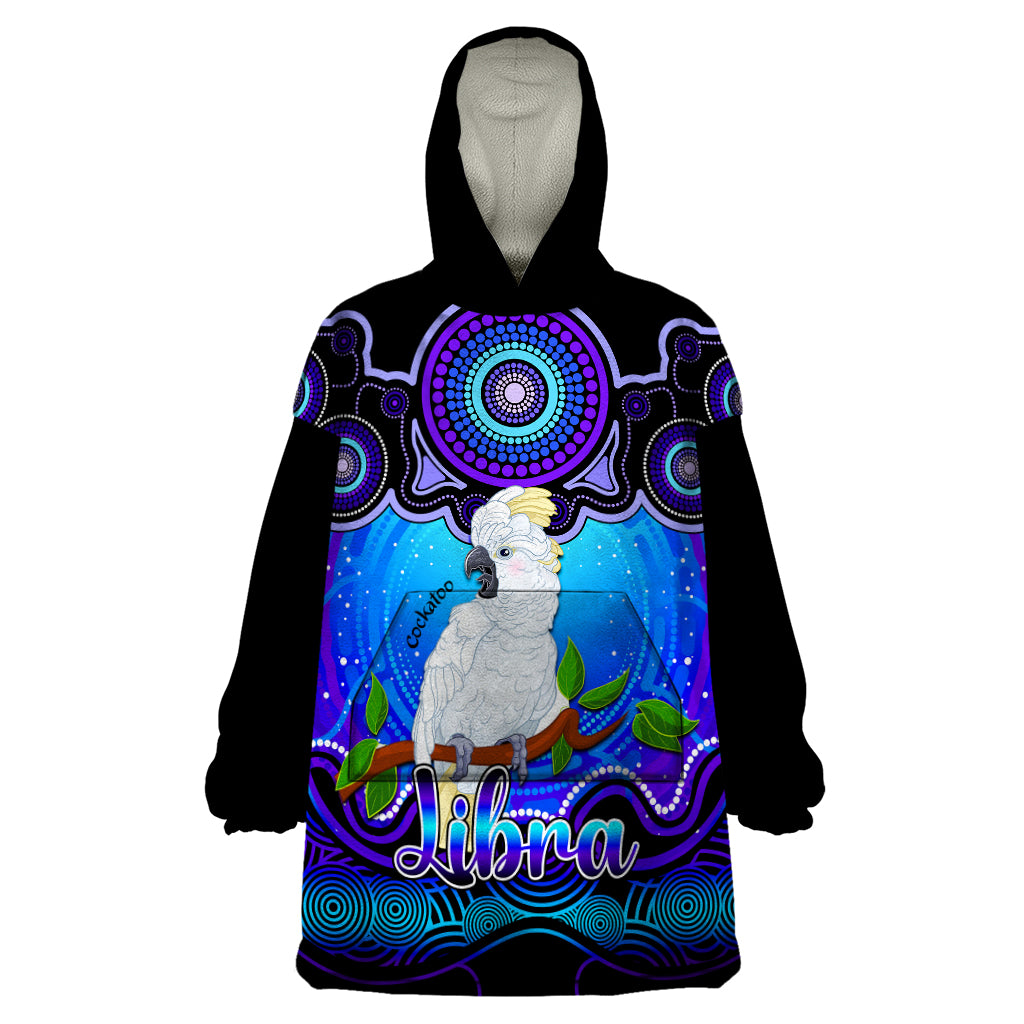 personalised-australia-libra-cockatoo-zodiac-wearable-blanket-hoodie-auz-astrology-aboriginal-blue