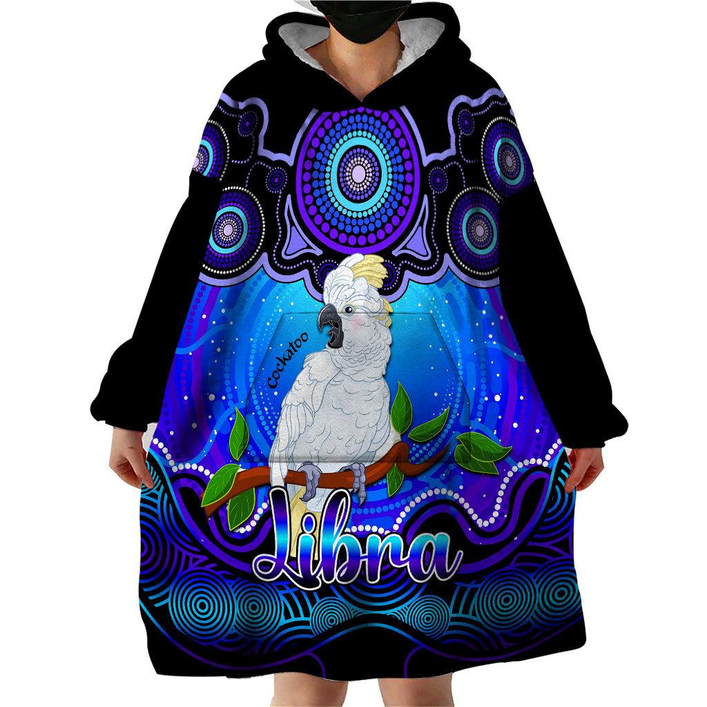 personalised-australia-libra-cockatoo-zodiac-wearable-blanket-hoodie-auz-astrology-aboriginal-blue