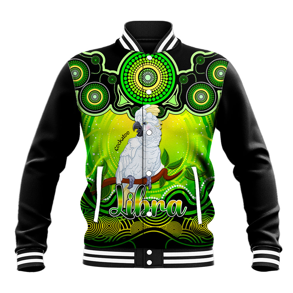 personalised-australia-libra-cockatoo-zodiac-baseball-jacket-auz-astrology-aboriginal-green