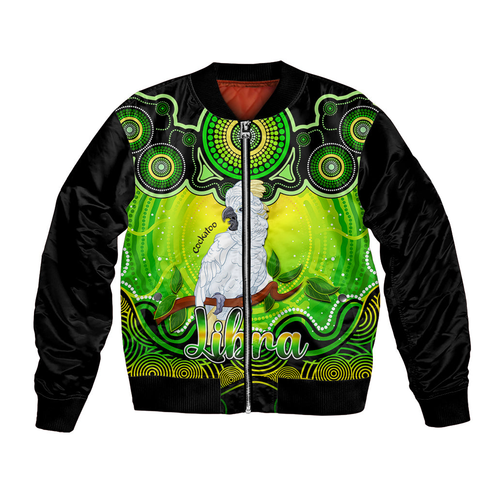 personalised-australia-libra-cockatoo-zodiac-bomber-jacket-auz-astrology-aboriginal-green