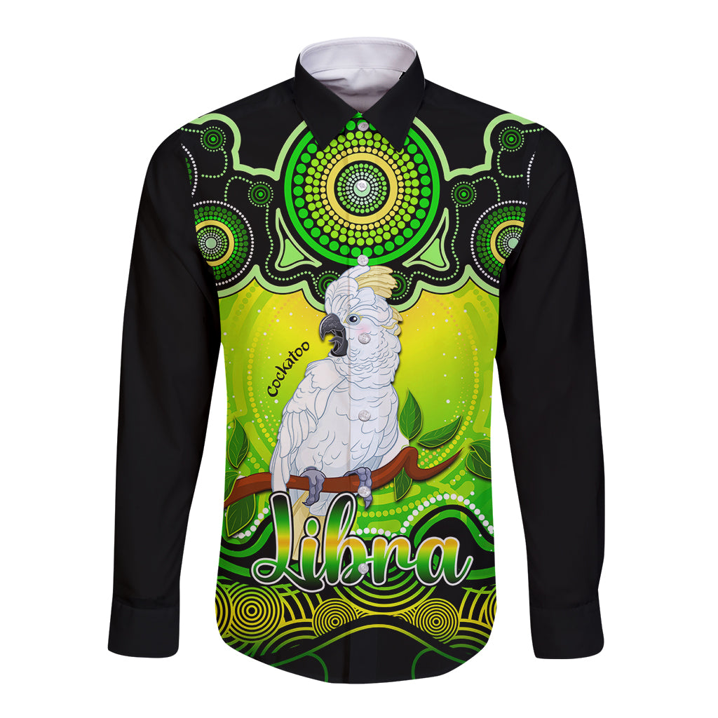 personalised-australia-libra-cockatoo-zodiac-long-sleeve-button-shirt-auz-astrology-aboriginal-green