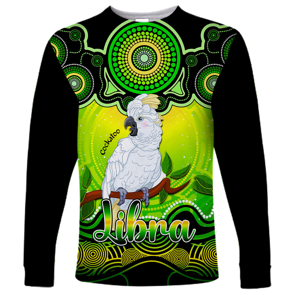 personalised-australia-libra-cockatoo-zodiac-long-sleeve-shirt-auz-astrology-aboriginal-green