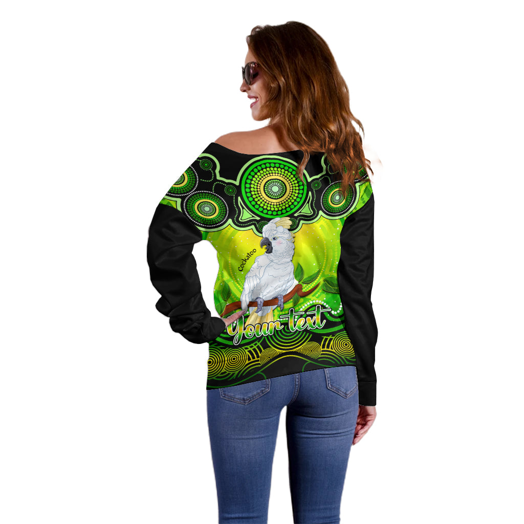 personalised-australia-libra-cockatoo-zodiac-off-shoulder-sweater-auz-astrology-aboriginal-green