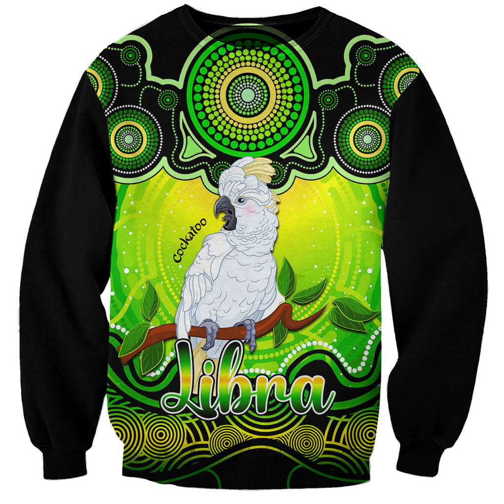 personalised-australia-libra-cockatoo-zodiac-sweatshirt-auz-astrology-aboriginal-green