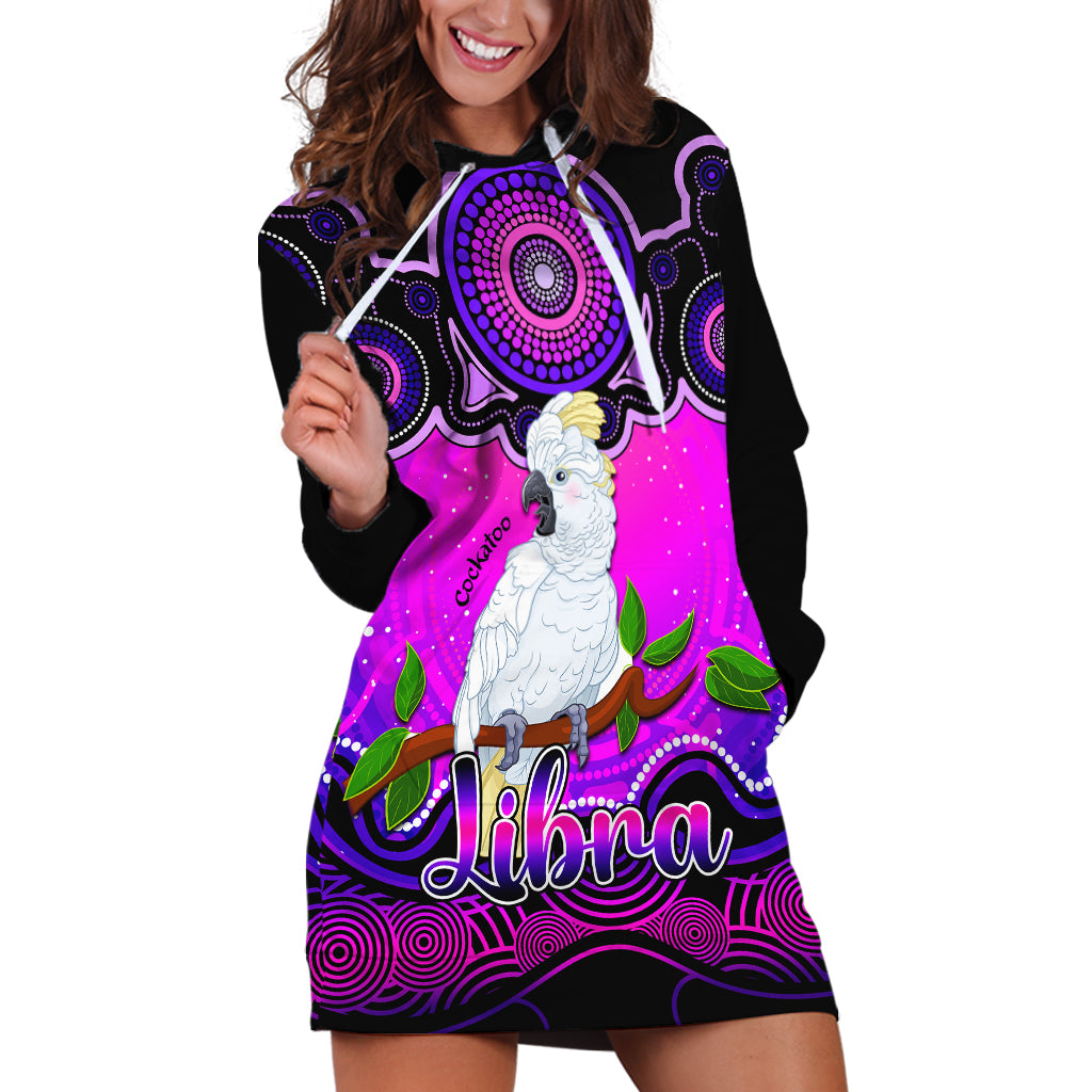 personalised-australia-libra-cockatoo-zodiac-hoodie-dress-auz-astrology-aboriginal-magenta