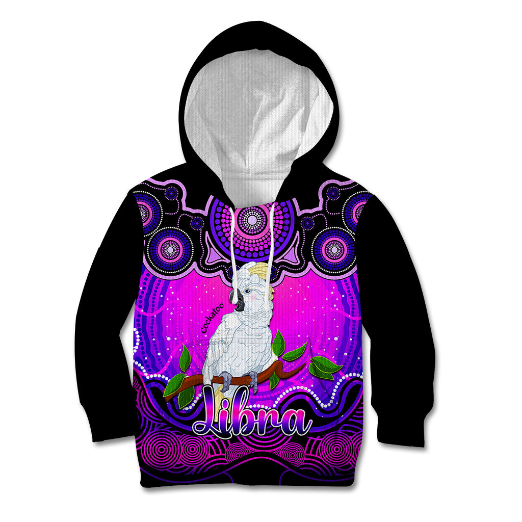 personalised-australia-libra-cockatoo-zodiac-kid-hoodie-auz-astrology-aboriginal-magenta