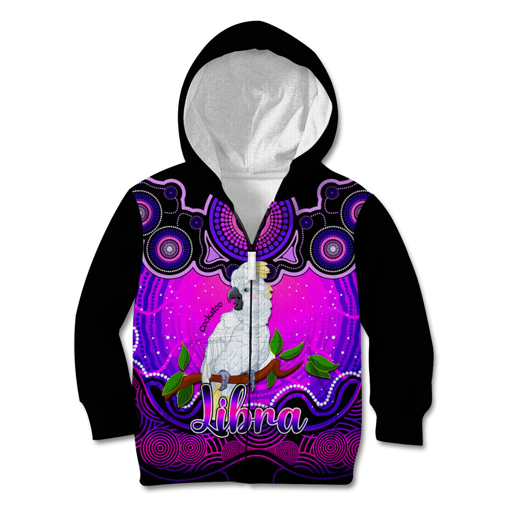 personalised-australia-libra-cockatoo-zodiac-kid-hoodie-auz-astrology-aboriginal-magenta