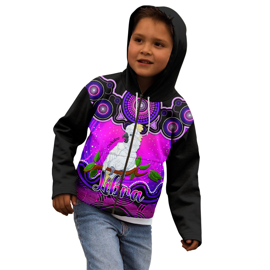 personalised-australia-libra-cockatoo-zodiac-kid-hoodie-auz-astrology-aboriginal-magenta