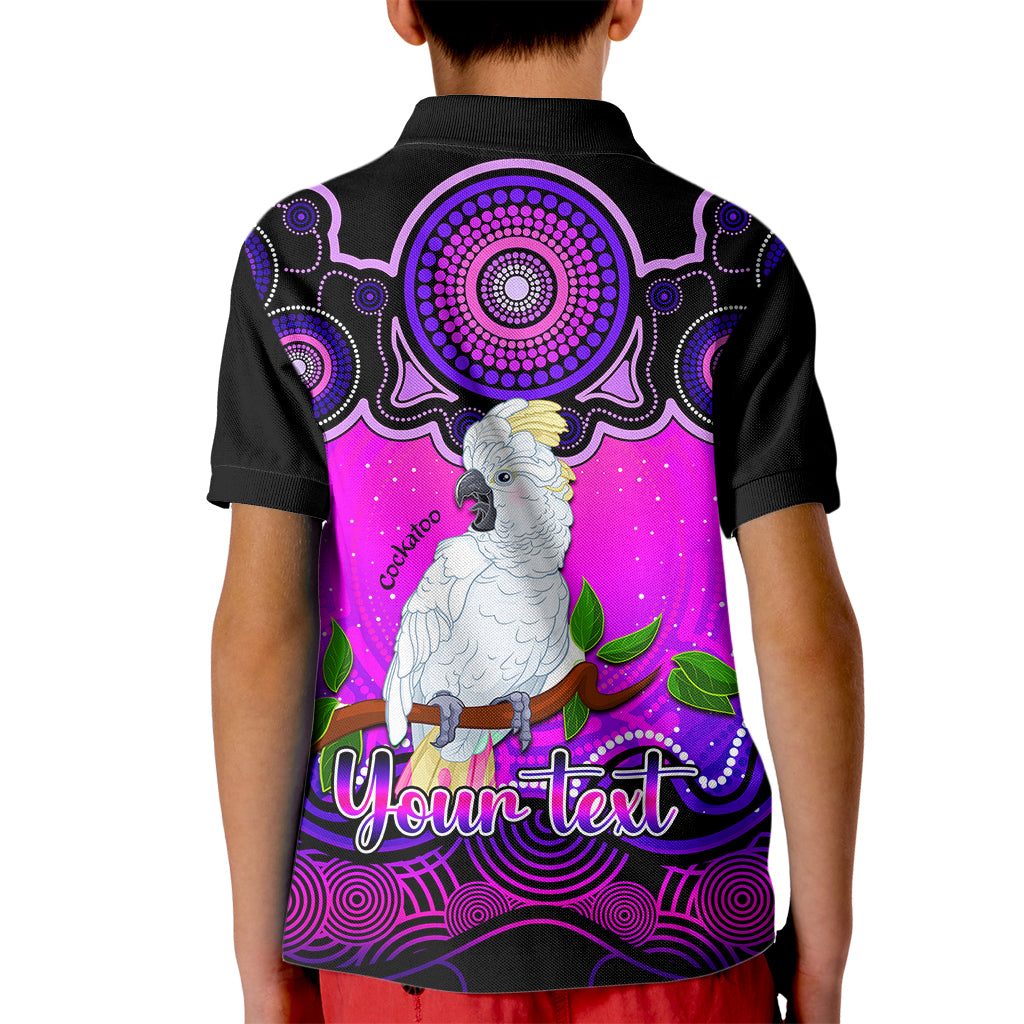 personalised-australia-libra-cockatoo-zodiac-kid-polo-shirt-auz-astrology-aboriginal-magenta