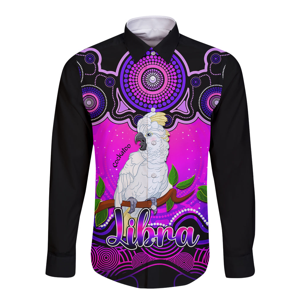 personalised-australia-libra-cockatoo-zodiac-long-sleeve-button-shirt-auz-astrology-aboriginal-magenta