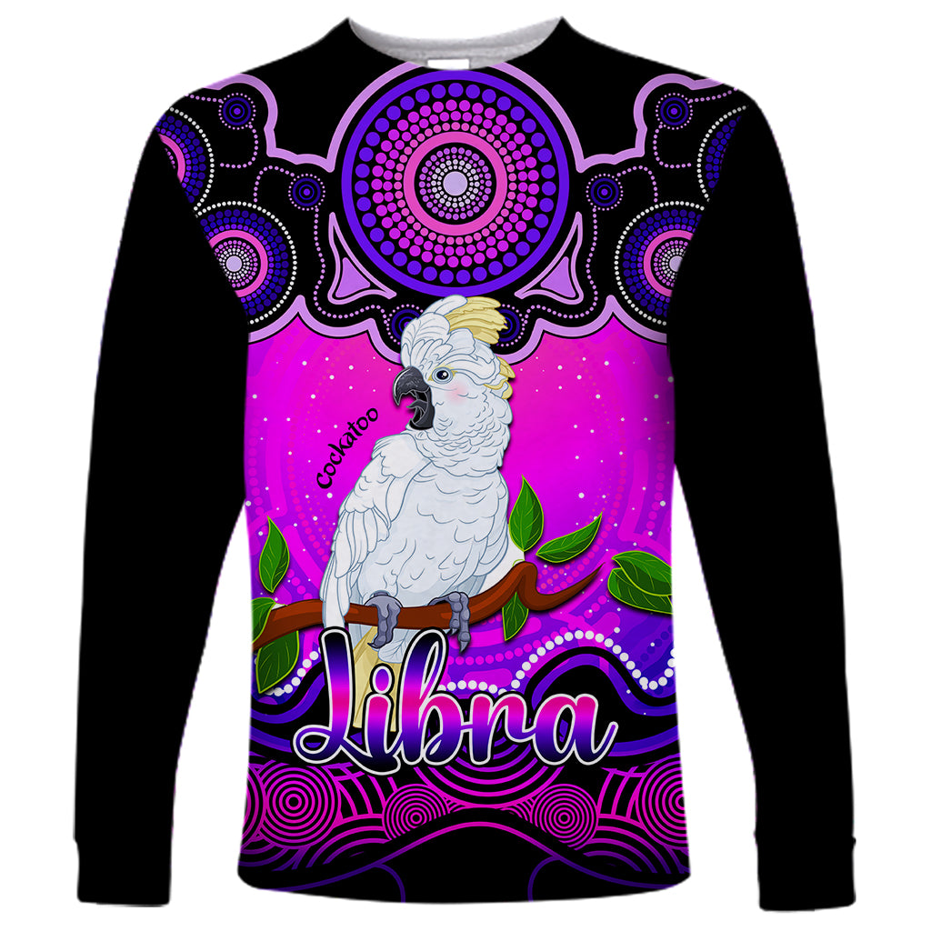 personalised-australia-libra-cockatoo-zodiac-long-sleeve-shirt-auz-astrology-aboriginal-magenta