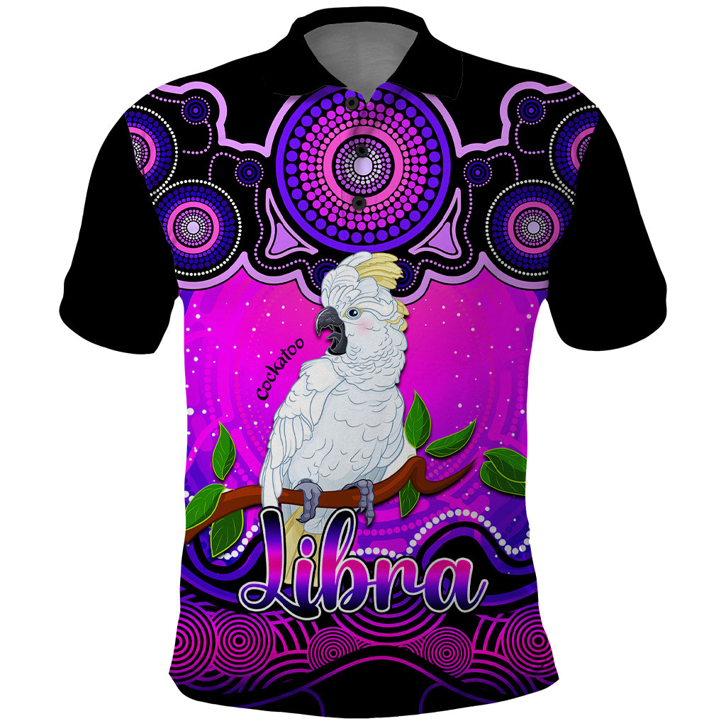 personalised-australia-libra-cockatoo-zodiac-polo-shirt-auz-astrology-aboriginal-magenta