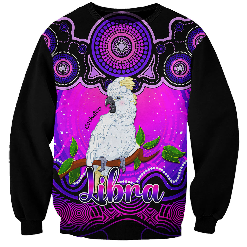 personalised-australia-libra-cockatoo-zodiac-sweatshirt-auz-astrology-aboriginal-magenta