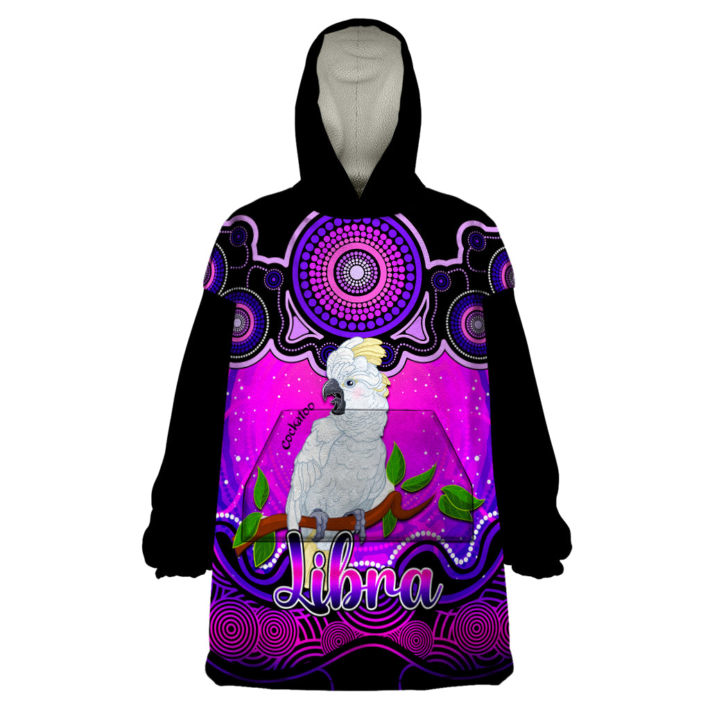 personalised-australia-libra-cockatoo-zodiac-wearable-blanket-hoodie-auz-astrology-aboriginal-magenta