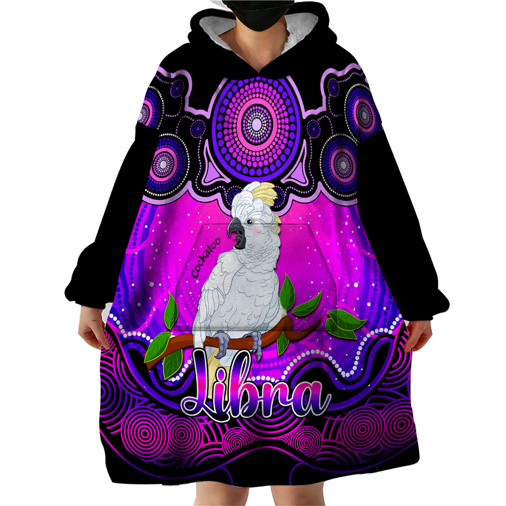 personalised-australia-libra-cockatoo-zodiac-wearable-blanket-hoodie-auz-astrology-aboriginal-magenta