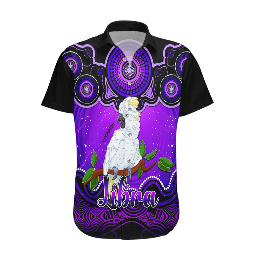 personalised-australia-libra-cockatoo-zodiac-hawaiian-shirt-auz-astrology-aboriginal-purple