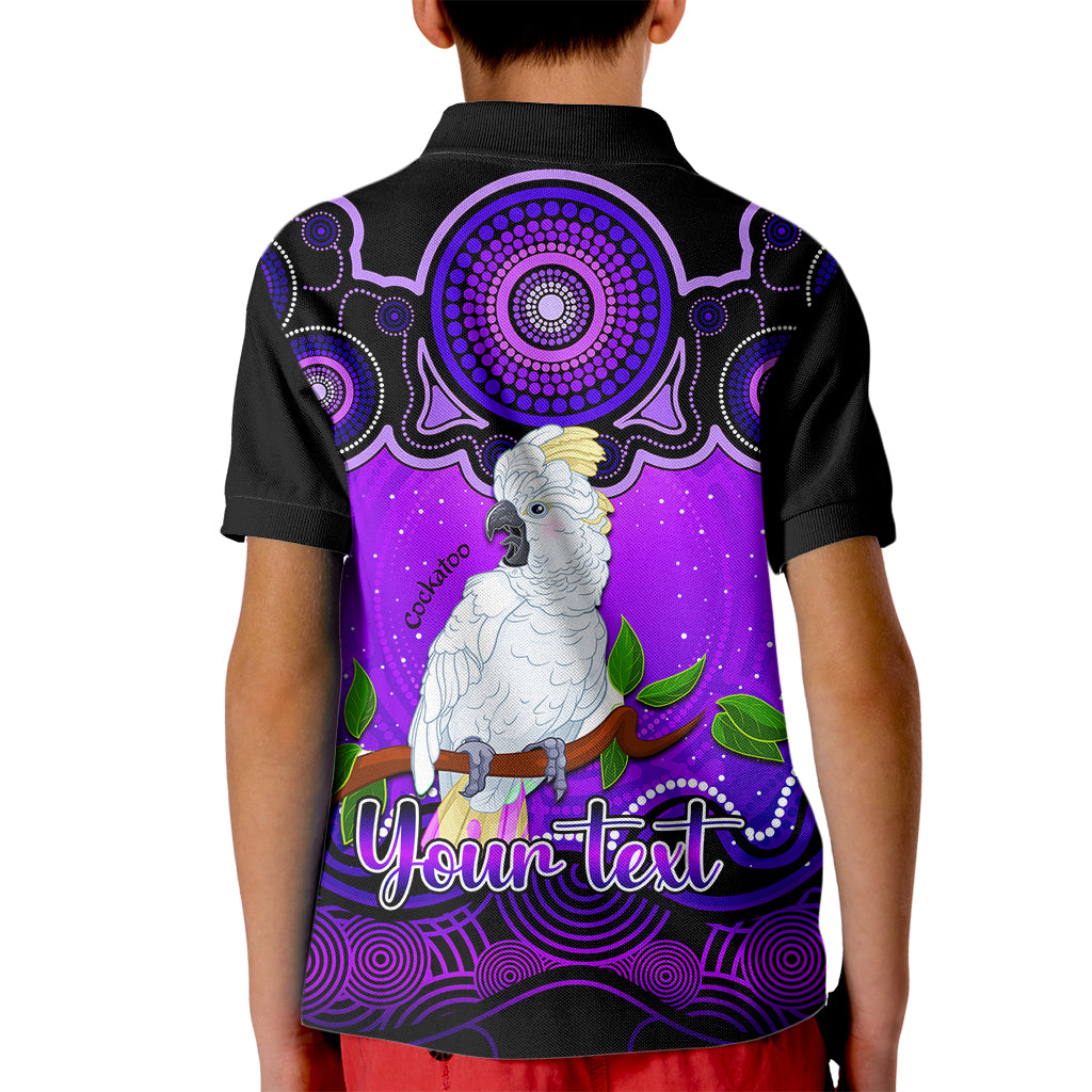 personalised-australia-libra-cockatoo-zodiac-kid-polo-shirt-auz-astrology-aboriginal-purple