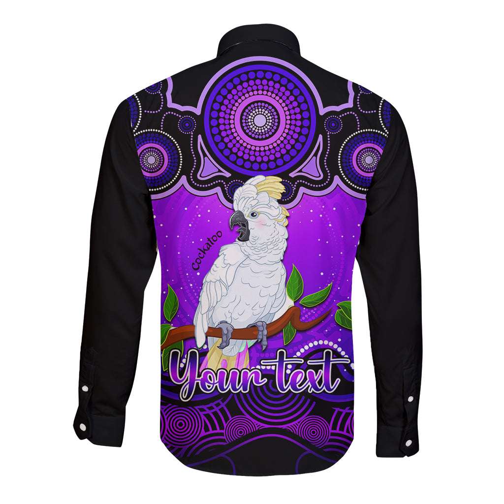 personalised-australia-libra-cockatoo-zodiac-long-sleeve-button-shirt-auz-astrology-aboriginal-purple