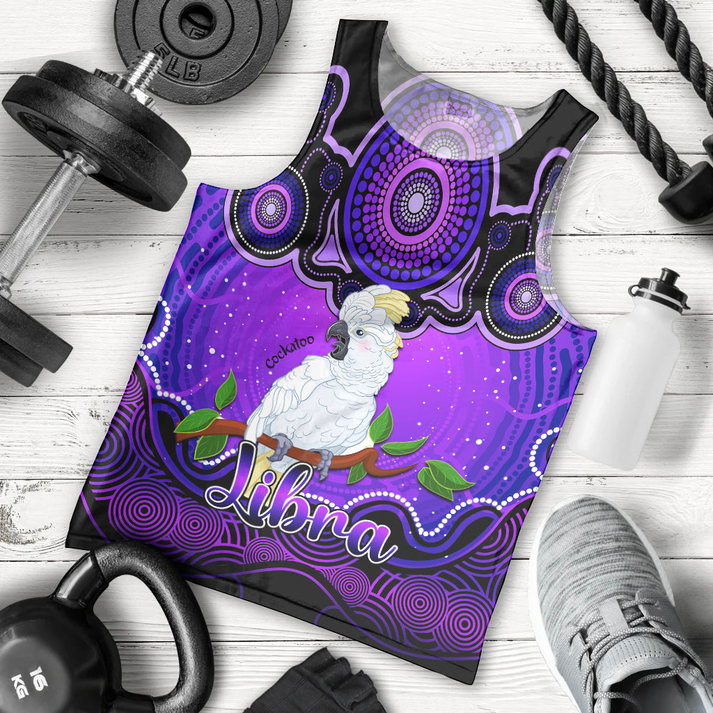 personalised-australia-libra-cockatoo-zodiac-men-tank-top-auz-astrology-aboriginal-purple