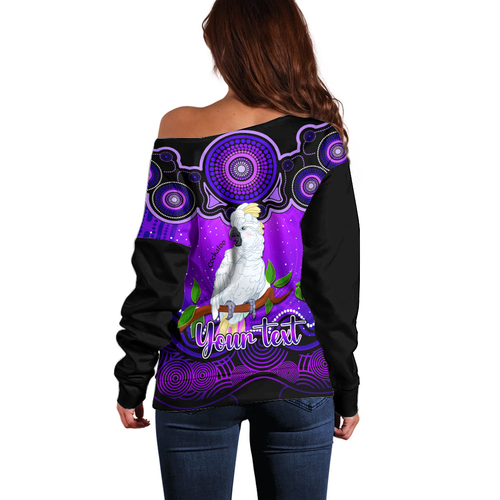 personalised-australia-libra-cockatoo-zodiac-off-shoulder-sweater-auz-astrology-aboriginal-purple