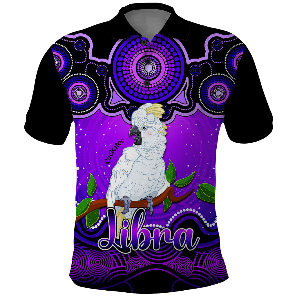 personalised-australia-libra-cockatoo-zodiac-polo-shirt-auz-astrology-aboriginal-purple