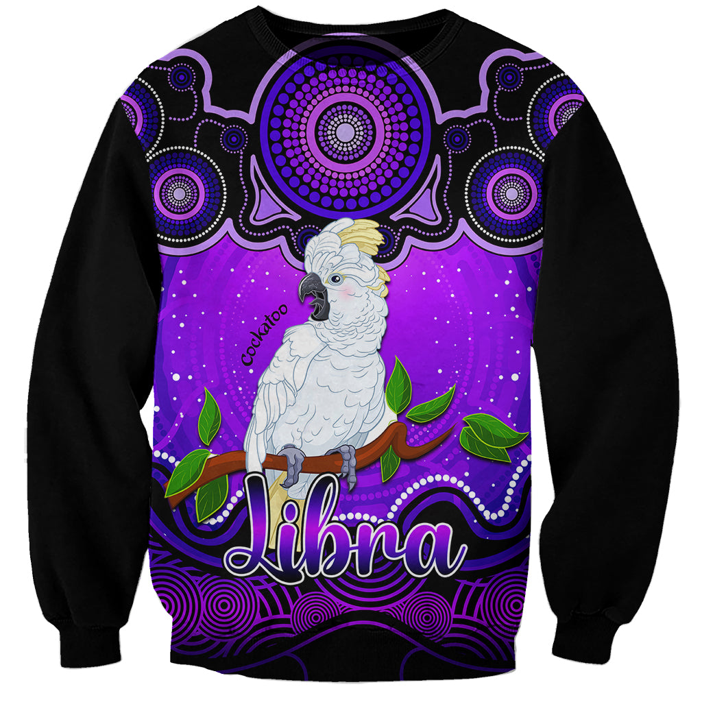 personalised-australia-libra-cockatoo-zodiac-sweatshirt-auz-astrology-aboriginal-purple