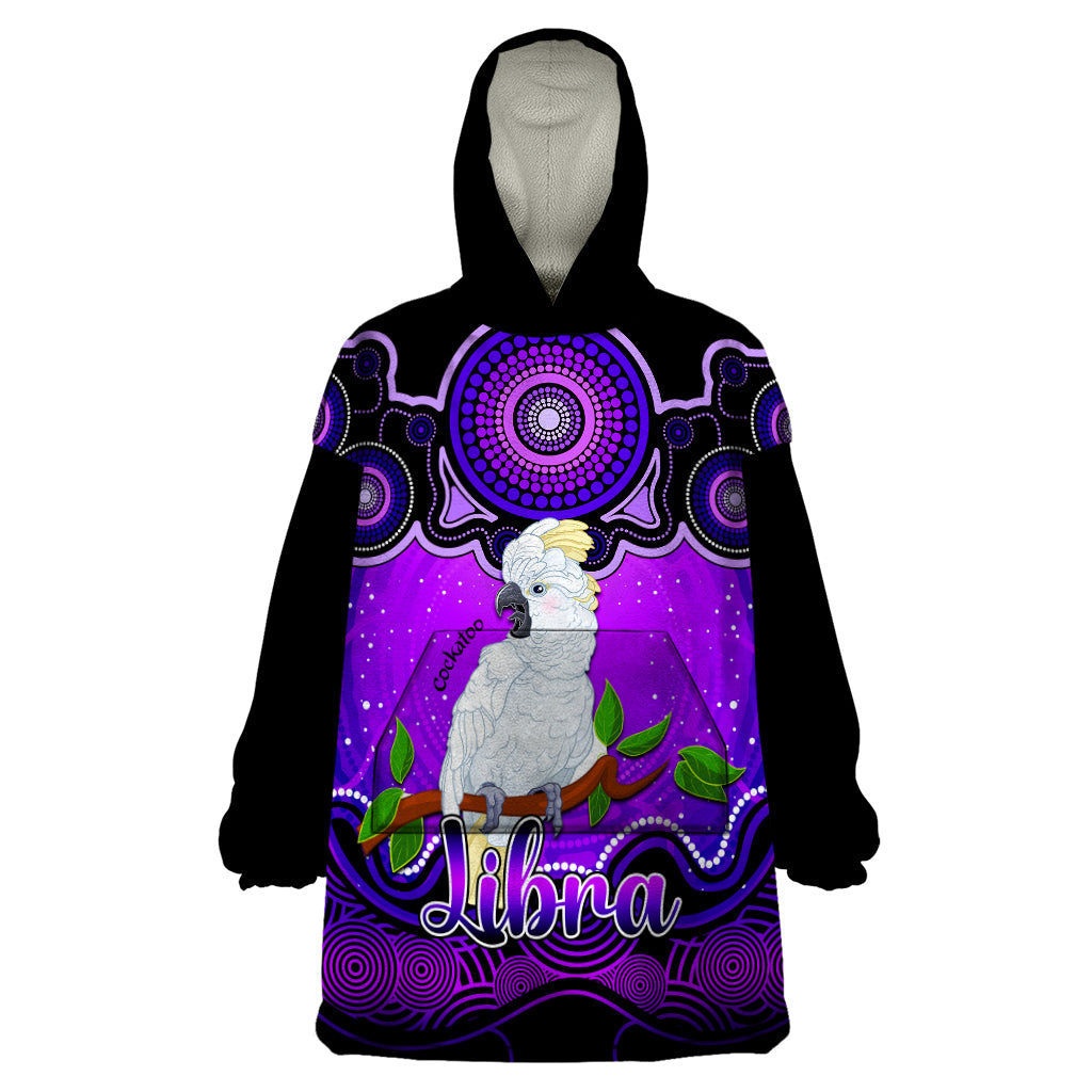 personalised-australia-libra-cockatoo-zodiac-wearable-blanket-hoodie-auz-astrology-aboriginal-purple